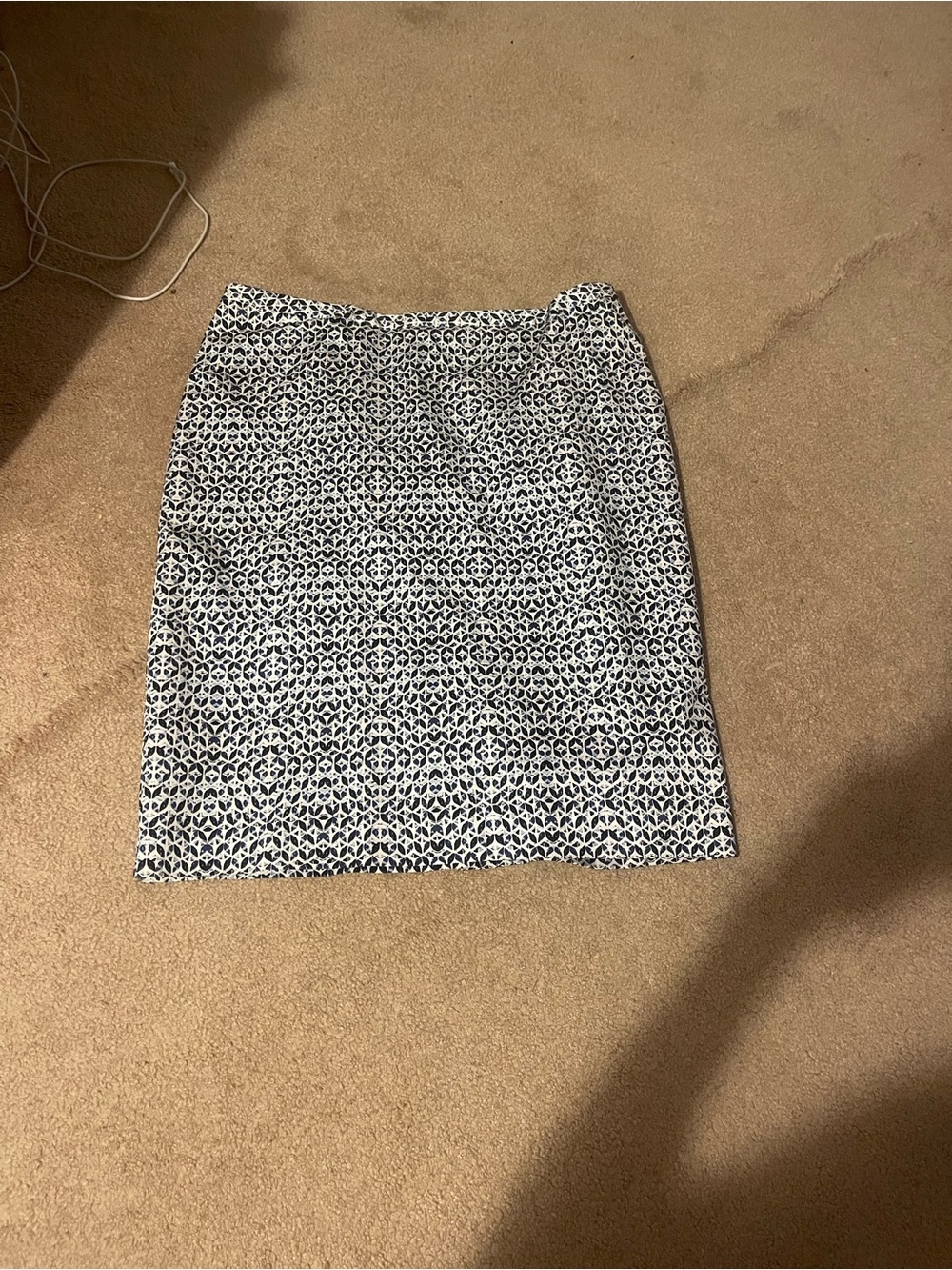 Pure Collection Navy and White Geometric Pencil Skirt